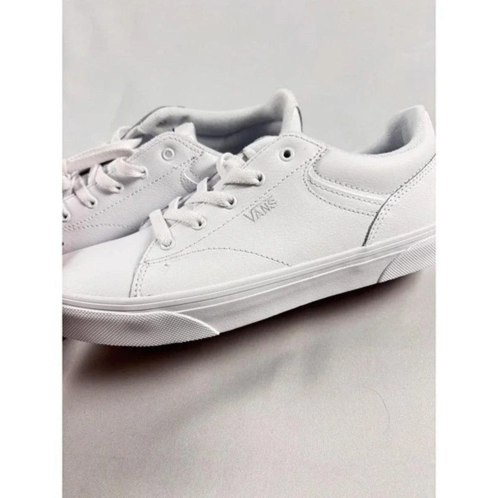 Vans Low Top Sneakers White Leather Lace Up Skate Shoes Youth 6.0 UK 5.0